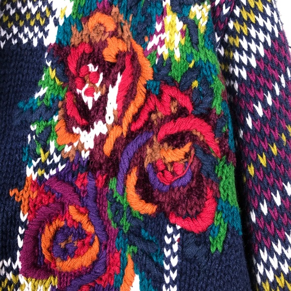 VTG Women's Large Floral Plaid Embroidered Cardiga - Picture 7 of 15